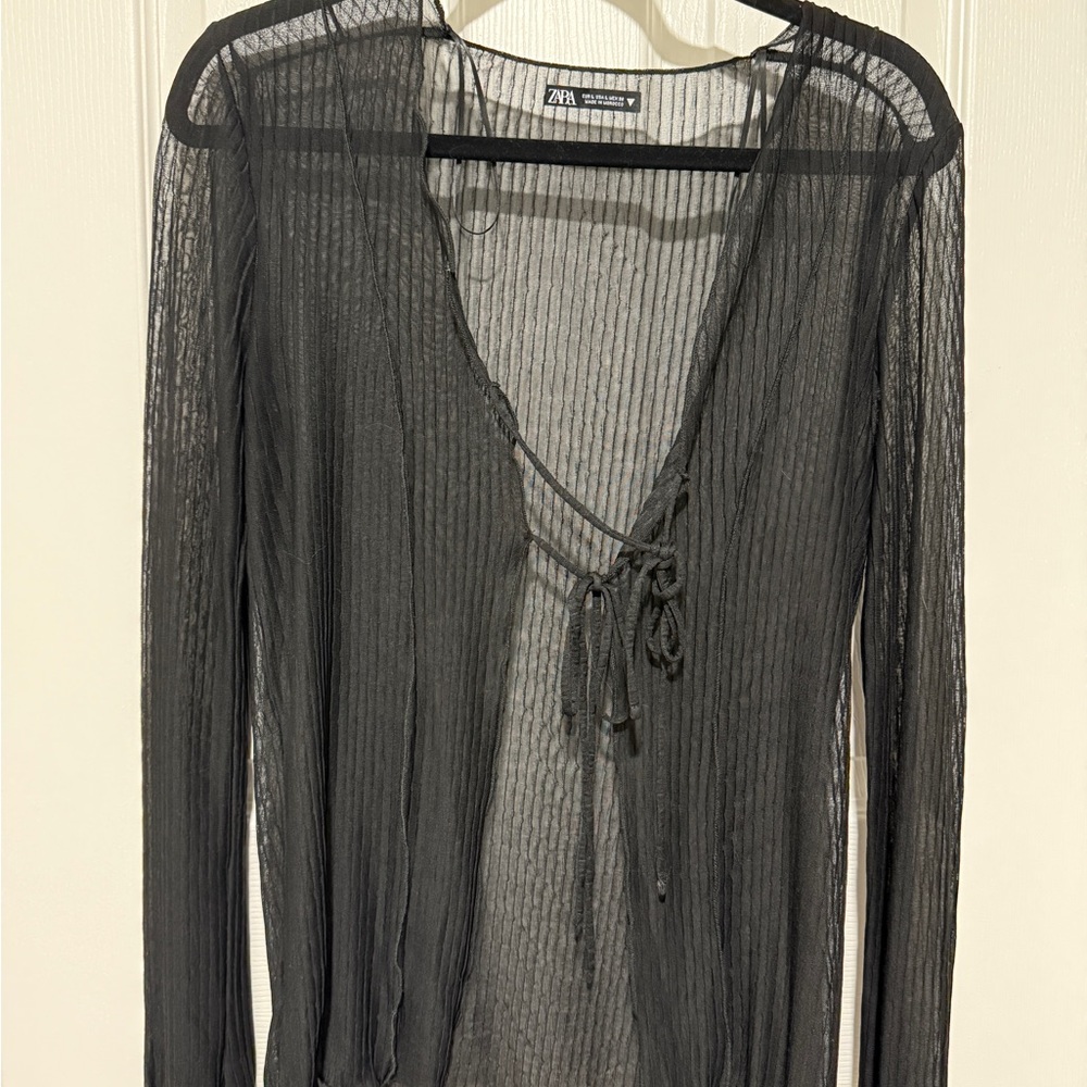 Zara Black Sheer Top